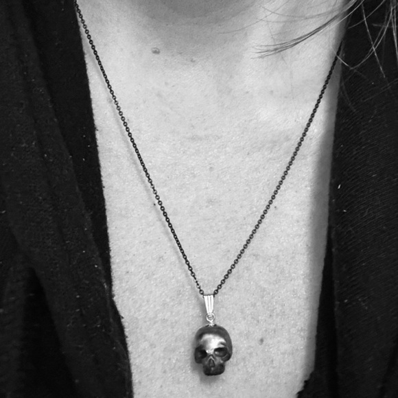 Black Sugar Skull~ Dia de Los Muertos Bones Anatomy Gothic Horror Scary Necklace - Picture 7 of 9